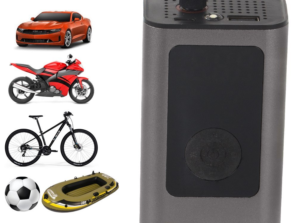 POMPKA AKUMULATOROWA DO ROWERU SAMOCHODU KOMPRESOR ELEKTRYCZNY 10 BAR LCD